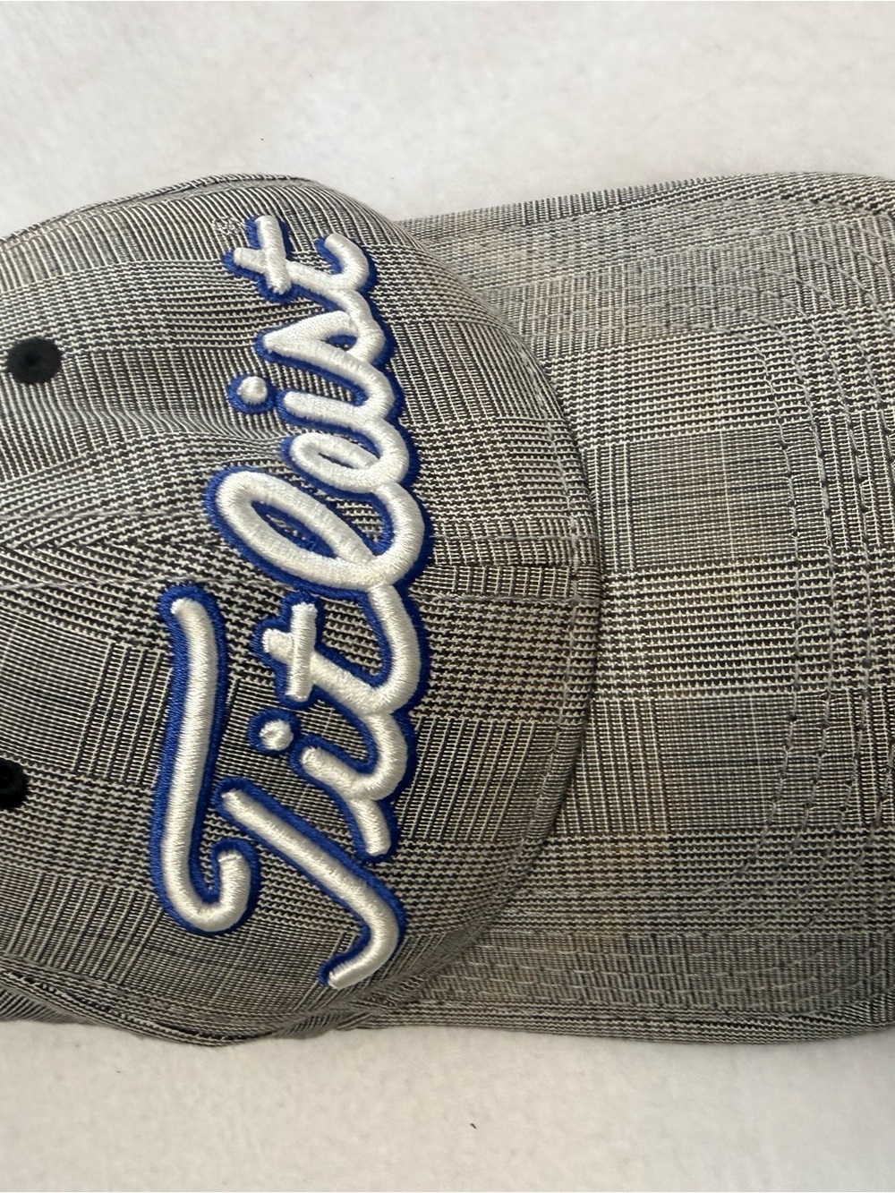 Titleist Gray Plaid Cap with Blue and White Embroidered Logo